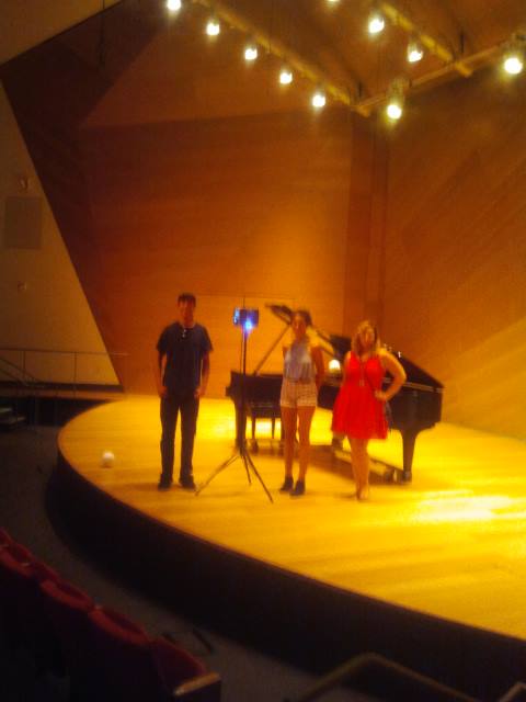Ashley M. Richter passing on her knowledge of LiDAR to two of the fabulous UCSD audio lab researchers in the Conrad Prebys Music Hall