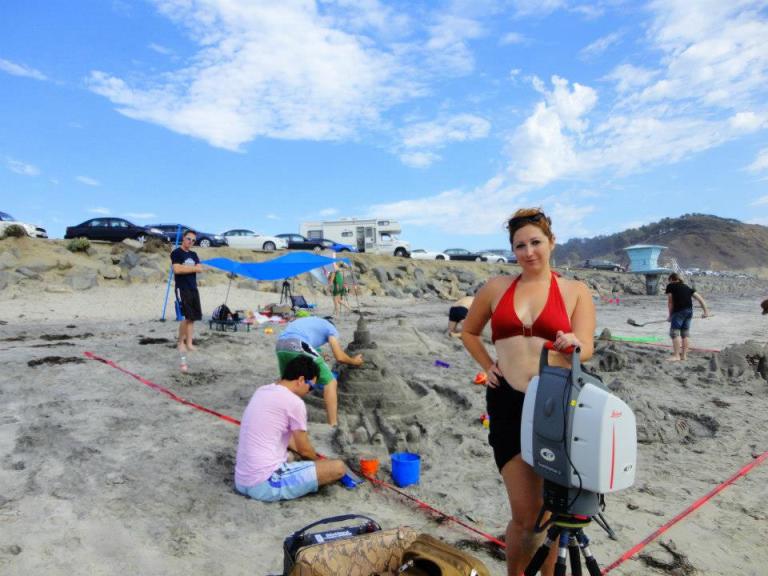 Ashley M. Richter with the Leica Scanstation 2 at the final Sandcastles for Summer outreach event.