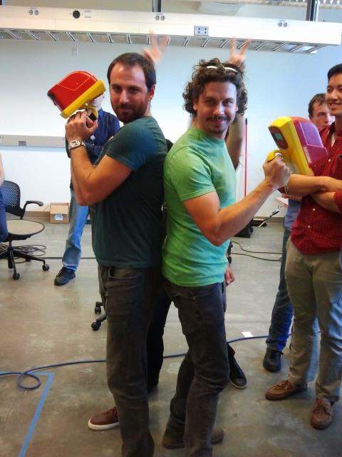 Vid Petrovic and David V. pose between x-ray experiments. 