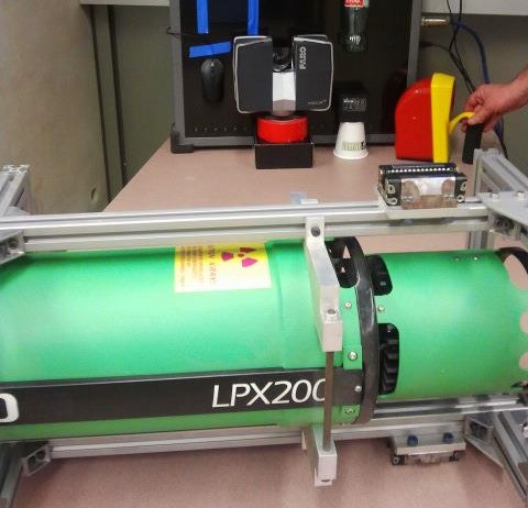 The Faro Laser Scanner and other CISA3 office items being prepped for their x-ray. 