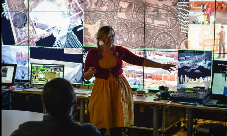 Ashley M. Richter showing off the latest archaeological LiDAR results from Petra. 