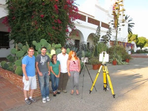 Leah Trujillo & Ashley M. Richter join the CyArk team led by Justin Barton to digitize Mission San Luis Rey (Image courtesy CyArk). 