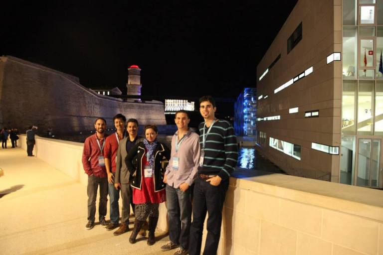 The UCSD team at the conference: DV, Andrew H, Vid Petrovic, Ashley M. Richter, John Mangan, and David Srour. 