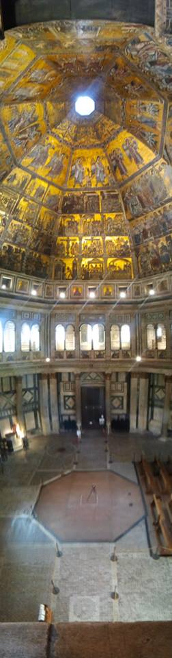 The interior of the Baptistery of St. Giovanni, Florence from the first floor balconies. 