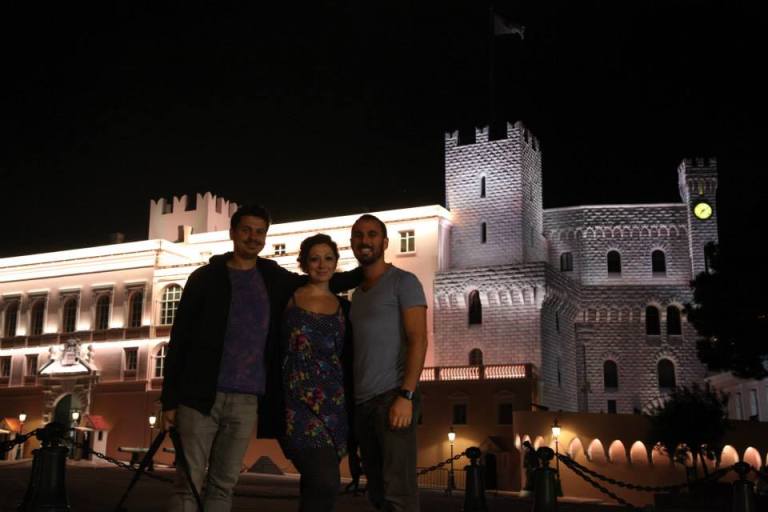 Vid Petrovic, Ashley M. Richter, and DV outside the palace in Monaco. It is more Disney-looking than most of Disney. Still cool though. 