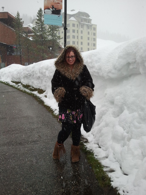 Me (Ashley M. Richter) braving the outdoors to get lunch with the other presenters and chair of my conference session. 