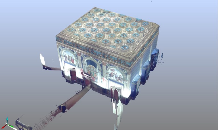 Exterior screenshot of the compiled scans of the Room of the Lilies in Palazzo Vecchio. I am so in love with that ceiling. 